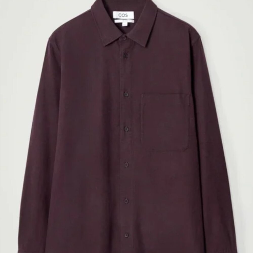 COS Relaxed Brushed Cotton Shirt – Plum | Size M